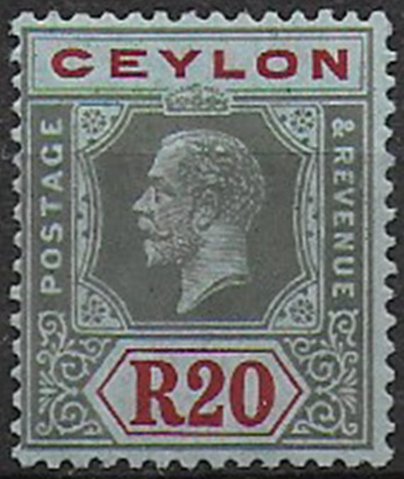 1924 Ceylon Giorgio V 20r black and red-blue MNH SG n. 357