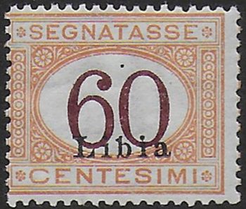 1925 Libia Postage due 60c. orange brown mc. MNH Sassone n. 11