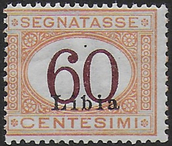 1925 Libia Postage due 60c. orange brown mc. MNH Sassone n. 11