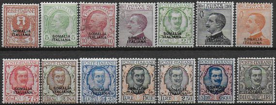 1926-30 Somalia ordinaria 14v. MNH Sassone n. 92/104