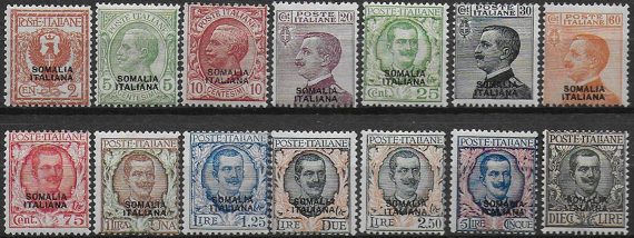 1926-30 Somalia ordinaria14v. mc. MNH Sassone n. 92/104