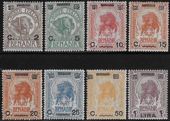 1926 Somalia elefante e leone 8v. bc. MNH Sassone n. 73/80