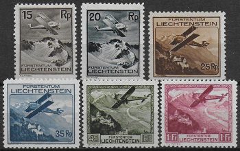 1930 Liechtenstein aerea 6v. MNH Unificato n. A 1/6
