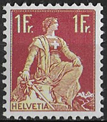 1933 Svizzera Helvetia 1Fr goffrata MNH Unificato n. 126a