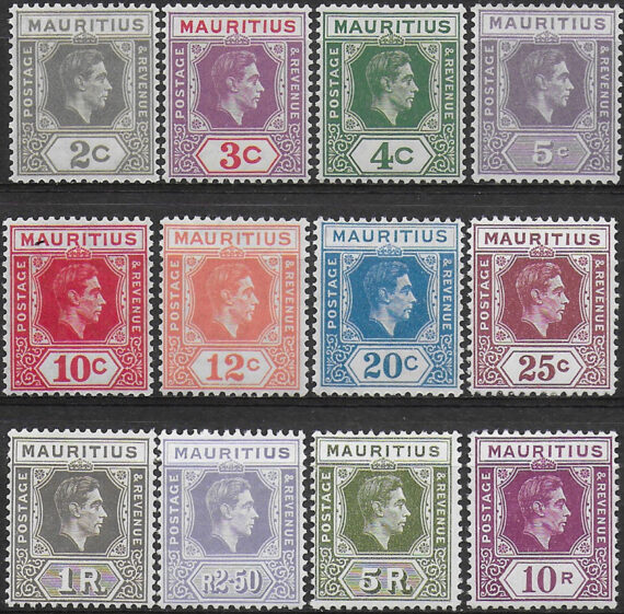1938-41 Mauritius Giorgio VI 12v. MNH SG n. 252/63a