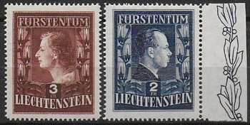 1951 Liechtenstein d14 3?4 2v MNH Unif n. 266I/67I