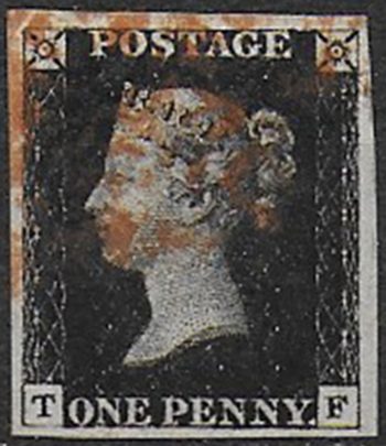 1840 Gran Bretagna Penny black used Unif n. 1