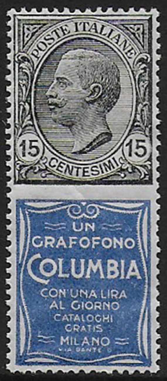 1924-25 Italia Pubblicitari 15c. Columbia bc MNH Sassone FP n. 2