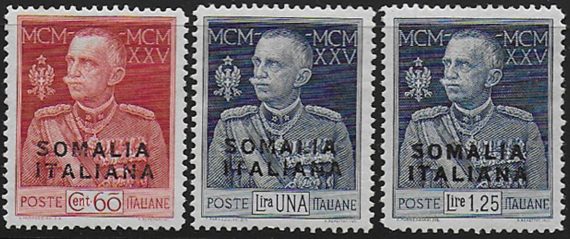 1925-26 Somalia Giubileo 3v. bc. MNH Sassone n. 70/72