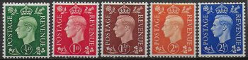 1937-47 Gran Bretagna 5v. inverted MNH Unif n. 209r/13r