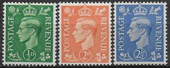 1937 Great Britain George VI 3v. W inverted MNH Unificato n. 209Ar/13Ar