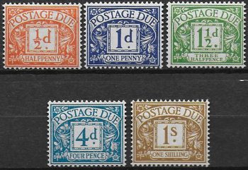 1951-52 Gran Bretagna segnatasse 5v MNH Unif n. 32/36