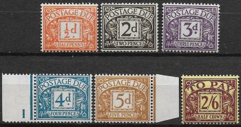 1954-55 Gran Bretagna segnatasse 6v. MNH Unif n. 37/42