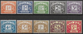 1955-57 Great Britain postage due 10v. MNH Unificato n. 43/52