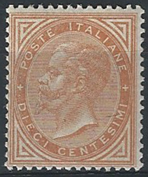 1863 Italia VE II 10c. Londra scuro MNH Sassone n. L17a