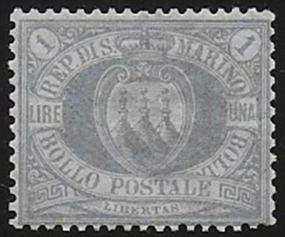 1894 San Marino stemma Lire 1 oltremare bc MNH Sassone n. 31
