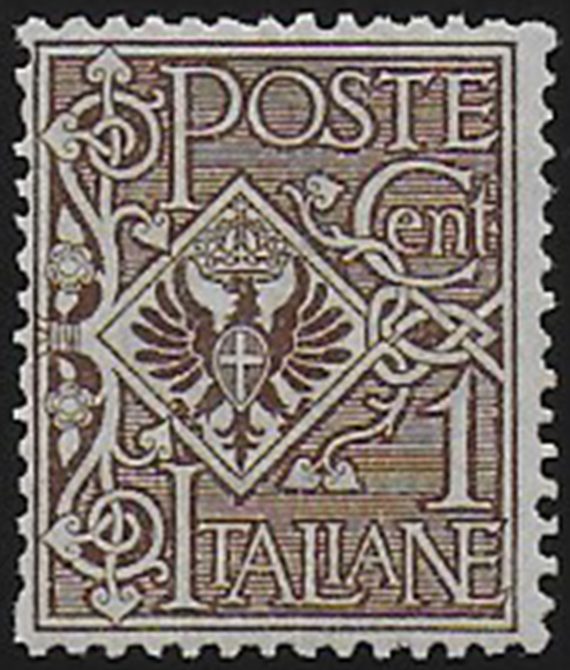 1901 Italia VE III 1c. bruno aquila MNH Sassone n. 68