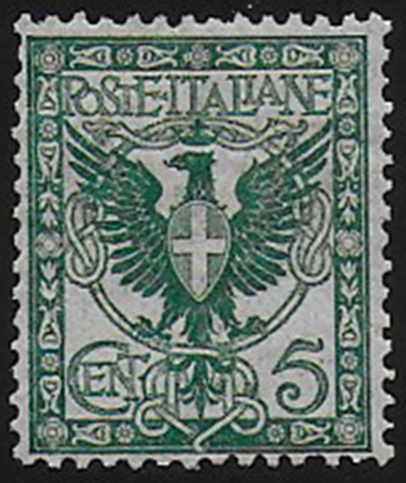 1901 Italia VE III 5c. verde aquila bc MNH Sassone n. 70