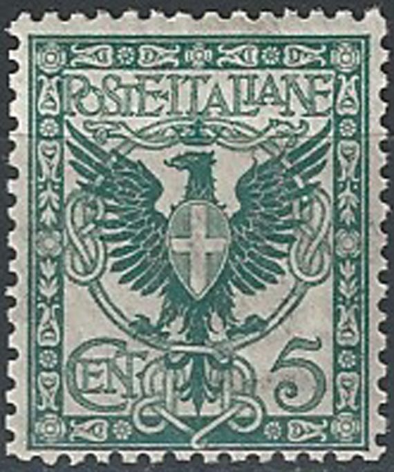 1901 Italia VE III 5c. verde aquila MNH Sassone n. 70