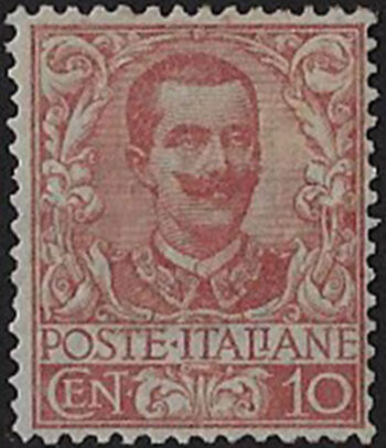 1901 Italia VE III 10c. carminio bc MNH Sassone n. 71