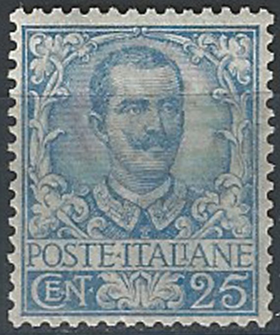 1901 Italia VE III 25c. azzurro bc MNH Sassone n. 73