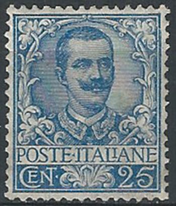 1901 Italia VE III 25c. light blue sup  MNH Sassone n. 73