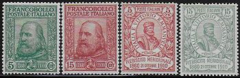 1910 Italia Garibaldi 4v. MNH Sassone n. 87/90