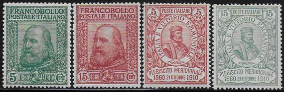 1910 Italia Garibaldi 4v. MNH Sassone n. 87/90