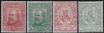 1910 Italia Garibaldi 4v. MH Sassone n. 87/90