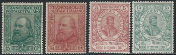 1910 Italia Garibaldi 4v. bc MNH Sassone n. 87/90