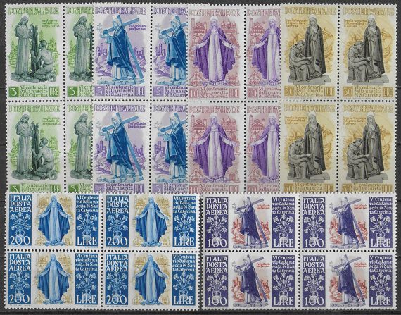 1948 Italia Santa Caterina 6v. bl4 MNH Sassone n. 574/77+A