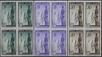 1949 Italia ERP quartina MNH Sass n. 601/03