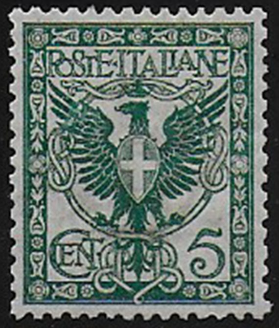 1901 Italia VE III 5c. verde aquila sup MNH Sassone n. 70