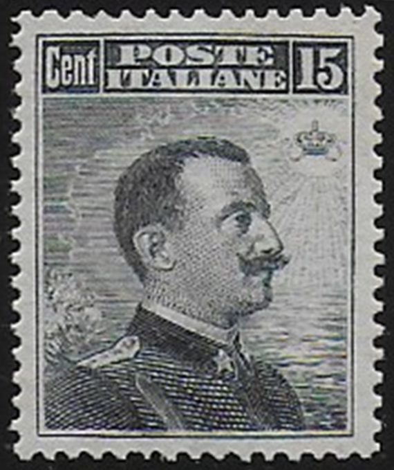 1911 Italia VE III 15c. grigio nero III tipo sup MNH Sassone n. 96