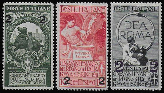 1913 Italia Unità nuovo valore 3v. bc MNH Sassone n. 99/101