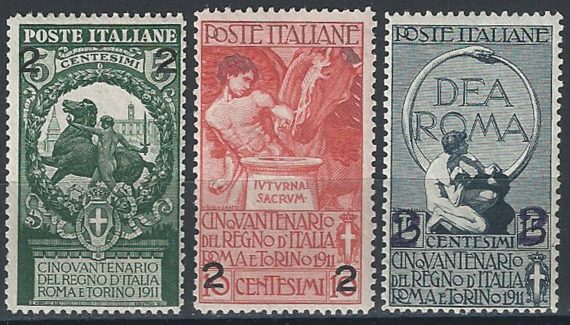 1913 Italia Unità cifre spaziate MNH Sassone n. 99b/101b