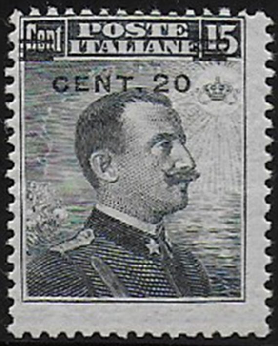1916 Italia VE III 20c. su 15c. grigio nero mc MNH Sassone n.106