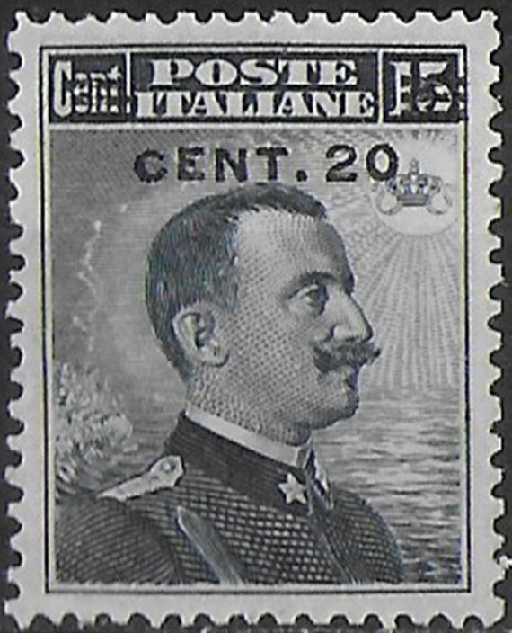 1916 Italia VE III 20c. su 15c. grigio nero sup MNH Sassone n.106