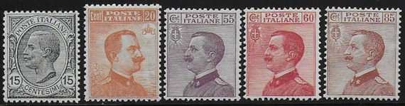 1917-20 Italia VE III Effigie 5v. bc MNH Sassone n.108/112