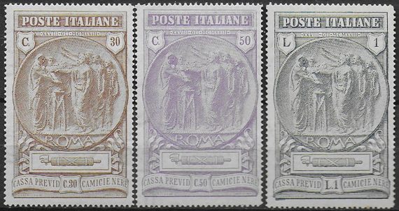 1923 Italia Camicie Nere 3v. bc MNH Sassone n. 147/49