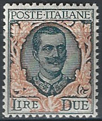 1923 Italia VE III Lire 2 floreale bc MNH Sassone n.150