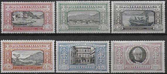 1923 Italia Manzoni 6v. sup MNH Sassone n. 151/56