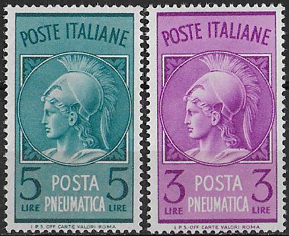 1947 Italia Minerva bc 2v. MNH Sassone n. PN 18/19