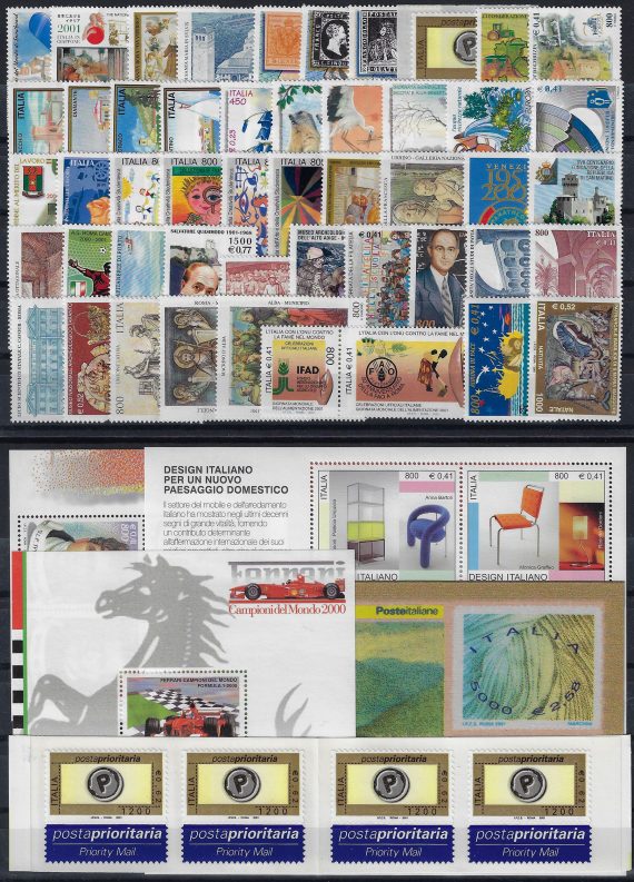 2001 Italia complete year 50v. + 3MS MNH