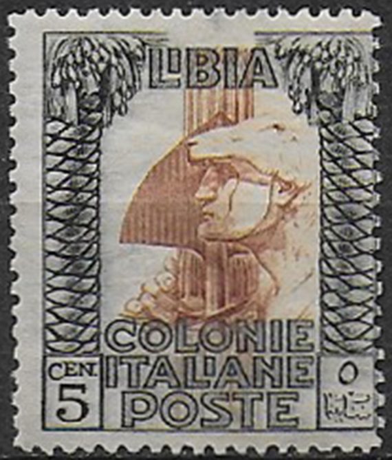 1921 Libia Legionario 5c. nero e rosso bruno mc MNH Sass. n. 23A