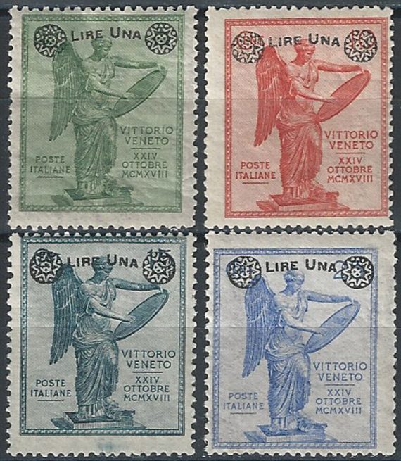 1924 Italia Vittoria LIRE UNA 4v. mc MNH Sassone n. 158/61