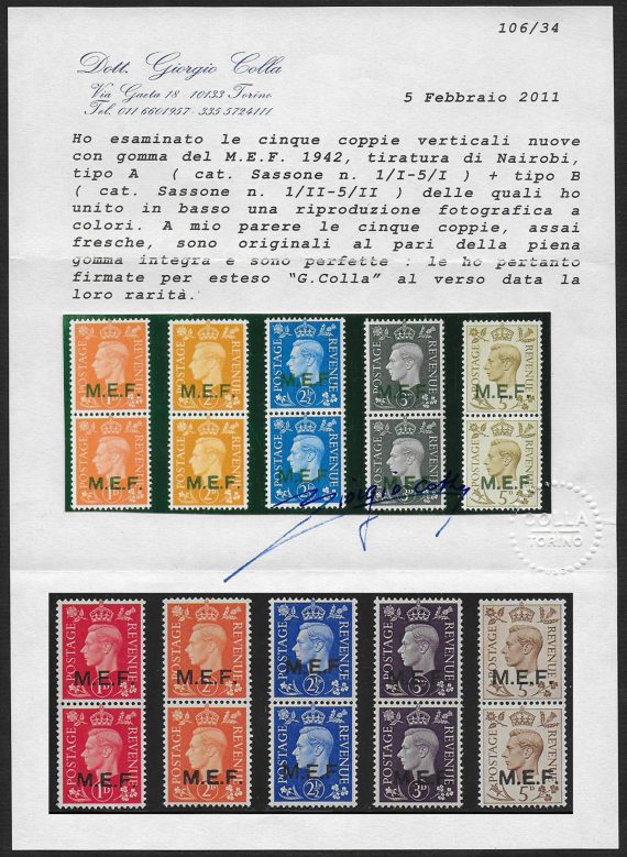 1942 Middle East Forces Nairobi A+B 5cpv MNH