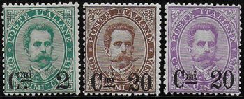 1890-91 Italia Umberto I 3v.  MNH Sassone n. 56/58