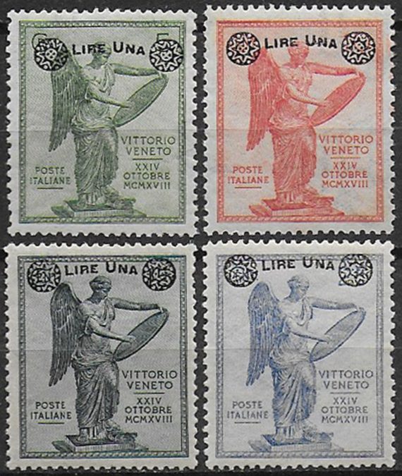 1924 Italia Vittoria LIRE UNA 4v. sup MNH Sassone n. 158/61