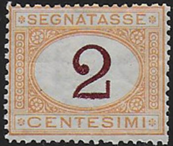 1874 Italia segnatasse 2c. ocra violetto scuro MNH Sass n. 4/I